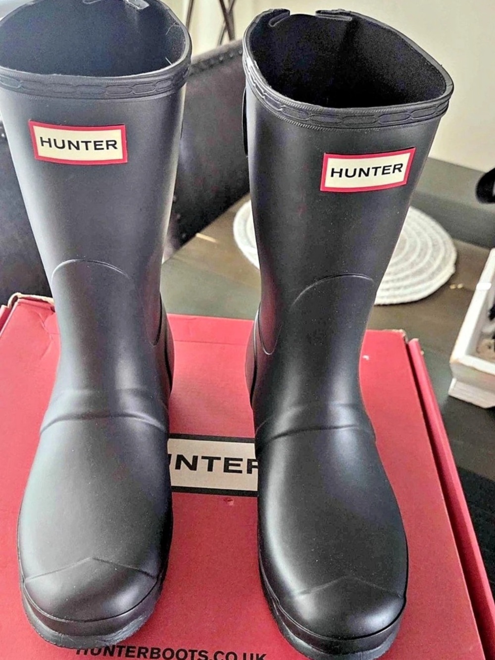 Hunter Women's Original Short Back Adjustable Rain Boots Black